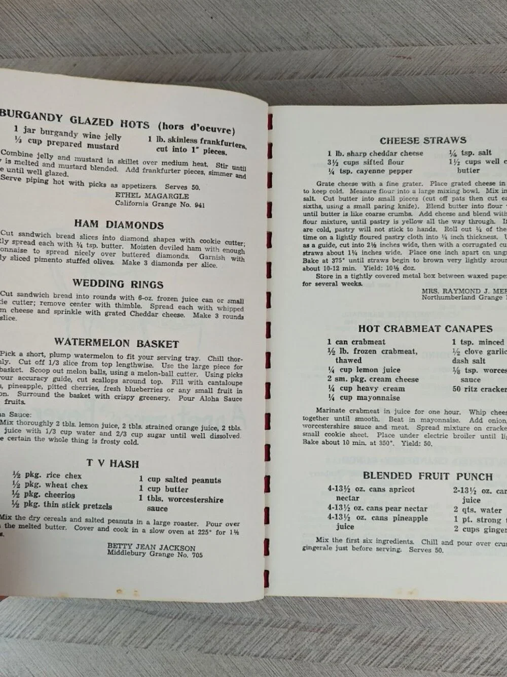 Pennsylvania State Grange Cookbook 1972 Spiral-Bound Cookbook Vintage